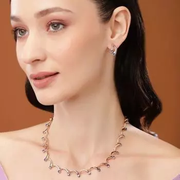 Estele Rose Gold Plated Arclinked with Austrian Crystals Necklace Set for Women