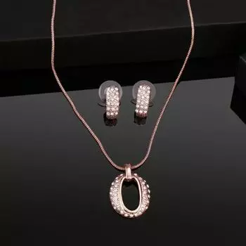 Estele Rose Gold Plated Beautiful Designer Pendant Set with Crystals for Women