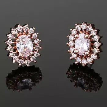 Estele Rose Gold Plated CZ Beautiful Round Designer Stud Earrings for Women