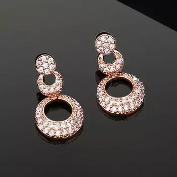 Estele Rose Gold Plated CZ Circular Designer Earrings for Women