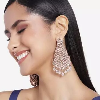 Estele Rose Gold Plated CZ Fascinating Earrings for Women