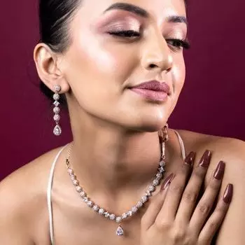 Estele Rose Gold Plated CZ Fascinating Necklace Set for Women