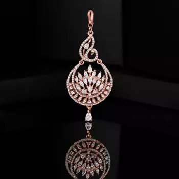 Estele Rose Gold Plated CZ Peacock Designer Maang Tikka for Women
