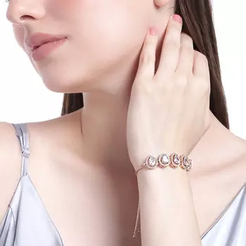Estele Rose Gold Plated CZ Precious Pears Bracelet for Women