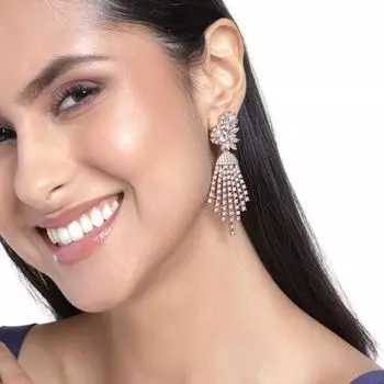 Estele Rose Gold Plated CZ Sparkling Earrings for Women