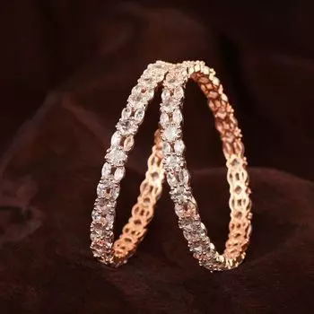 Estele Rose Gold Plated CZ Striking Designer Bangle for Women