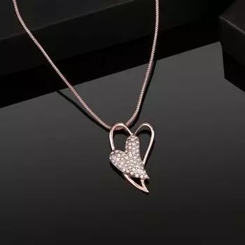 Estele Rose Gold Plated Dual Heart Pendant with Austrian Crystals for Women