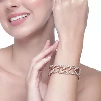 Estele Rose Gold Plated Exquisite Cuban Bracelet for Women