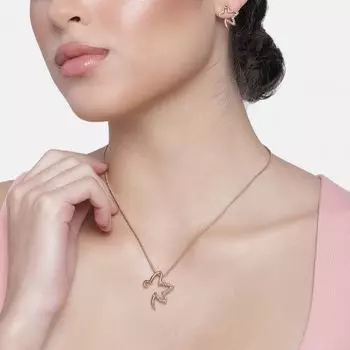 Estele Rose Gold Plated RISING STAR PENDANT SET FOR WOMEN
