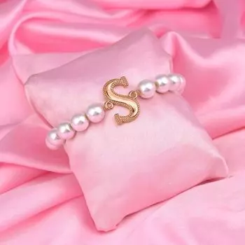 Estele Rose Gold Plated Stunning "S" Letter Pearl Bracelet for Women