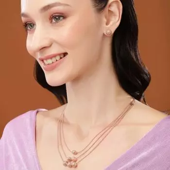 Estele Rose Gold Plated Stylish Necklace Set for Women