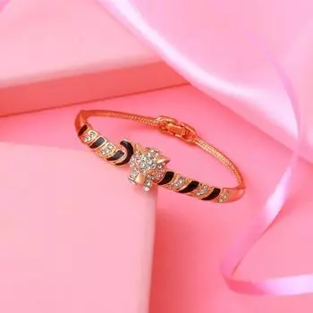 Estele Rose Gold Plated Tiger Designer Bracelet with Enamel & Austrian Crystal for Women