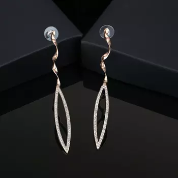 Estele Rose gold Plated Twirl Drop Earrings