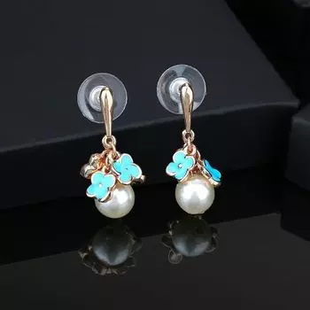Estele Rose Gold Plated White enamel Flower charm Drop Earrings for Girl's and Women