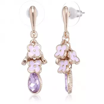 Estele Rose Gold Plated white enamel flower charm Dangle Earrings for Girls
