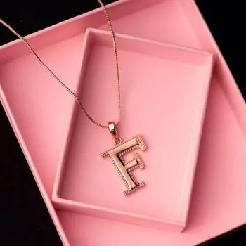 Estele Rosegold Plated "F" Letter Charm Pendant for Women / Girls