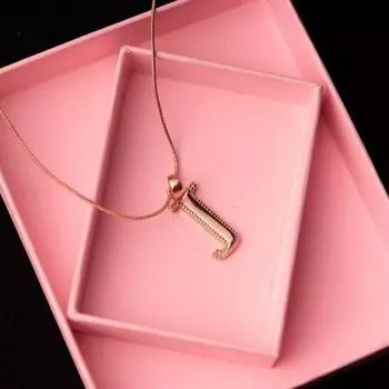 Estele Rosegold Plated "J" Letter Charm Pendant for Women / Girls