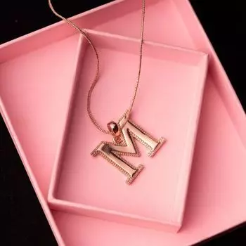 Estele Rosegold Plated "M" Letter Pendant for Women