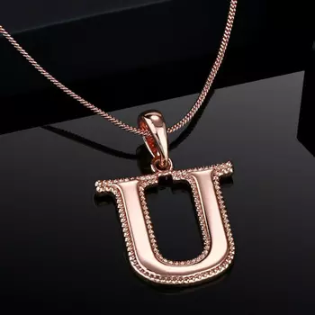 Estele Rosegold Plated "U" Letter Charm Pendant for Women / Girls