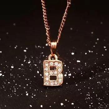 Estele Rosegold Splendid Medium 'B' Letter Pendant with Austrian Crystals for Women