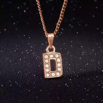 Estele Rosegold Splendid Medium 'D' Letter Pendant with Austrian Crystals for Women