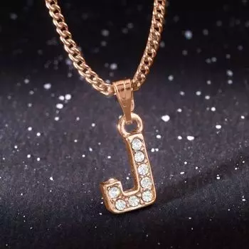 Estele Rosegold Splendid Medium 'J' Letter Pendant with Austrian Crystals for Women