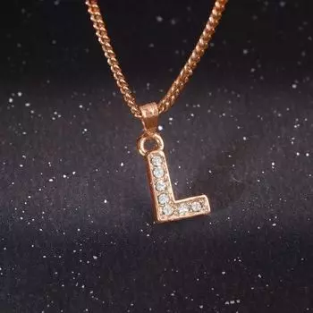 Estele Rosegold Splendid Medium 'L' Letter Pendant with Austrian Crystals for Women