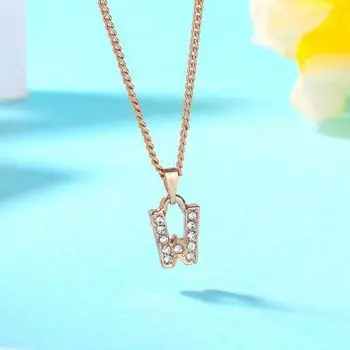 Estele Rosegold Splendid Medium 'W' Letter Pendant with Austrian Crystals for Women