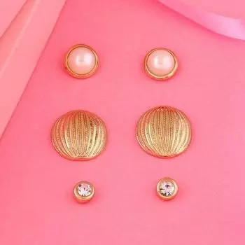 Estele Valentines Day Gift For Her Gold Tone Plated Round Pearl Small Stud Earrings for women