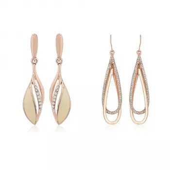 Estele Valentines Day Gift For Wife/GirlFriend Rose Gold Combo Earrings For Girls & Women