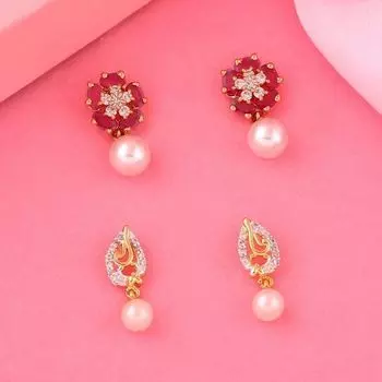 Estele Valentines Day Gift For Wife Gold Plated Stud Earrings For Girls & Women