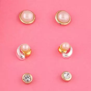 Estele Valentines Day Gift For Wife Stud Pearl Combo Earrings For Girls & Women