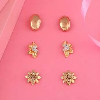 Estele Valentines Day Gifts For Girlfriend Gold Plated Stud Earrings Combo