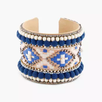 Фактурный браслет-манжета из бисера, Handmade, произв. MYINDIA