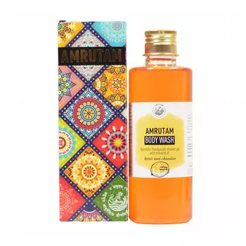 Гель для душа с Шафраном и Сандалом (200 мл), Kesar And Chandan Body Wash, произв. Amrutam