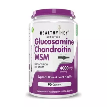 Глюкозамин + Хондроитин + МСМ (90 кап, 4000 мг), Glucosamine + Chondroitin & MSM, произв. HealthyHey
