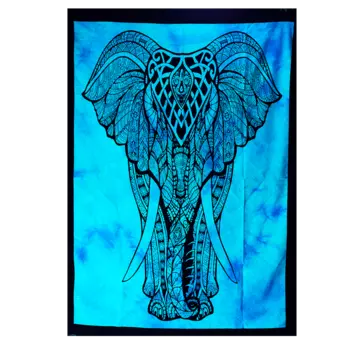 Гобелен настенный из хлопка синий слон (116 см x 80 см), Wall Hanging Cotton, произв. MYINDIA