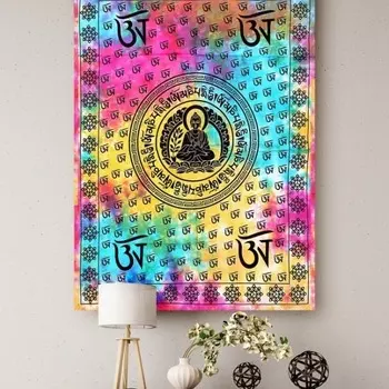 Гобелен настенный из хлопка, Wall Hanging Cotton Buddha Multicolor, Handmade, произв. MYINDIA