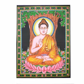 Гобелен настенный из хлопка, Wall Hanging Cotton Buddha Black, произв. MYINDIA