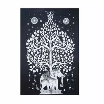 Гобелен настенный из хлопка, Wall Hanging Cotton Elephant Black, произв. MYINDIA