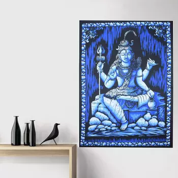 Гобелен настенный из хлопка, Wall Hanging Cotton Shiva Blue, Handmade, произв. MYINDIA
