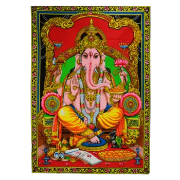 Гобелен настенный с изображением Ганеши (77 см х 108 см), Wall Hanging Cotton, произв. MYINDIA