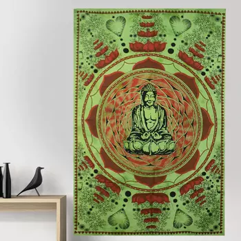 Гобелен настенный, Wall Hanging Buddha Green, произв. MYINDIA