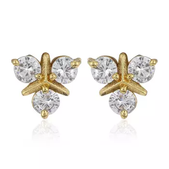 Gold Plated Stud Earrings With AD stones