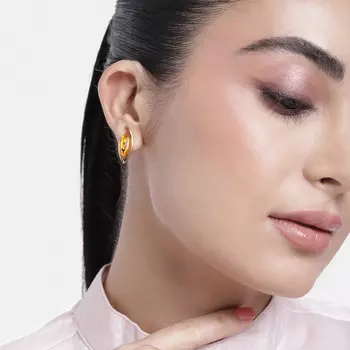 Gold Tone Plated Red Enamel Earrings