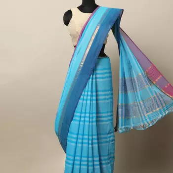 Голубое сари в клетку, Blue Saree, произв. MYINDIA