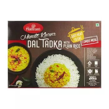 Готовое блюдо (Чечевица с луком, зеленым перцем чили и рисом) (375 г), Dal Tadka with Plain Rice, произв. Haldiram's