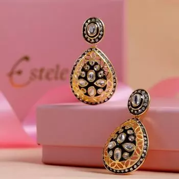 Handcrafted Kundan Drop Earrings