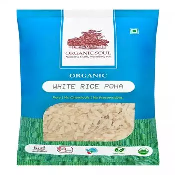 Хлопья из органического белого Риса (500 г), Organic White Rice Poha, произв. Organic Soul