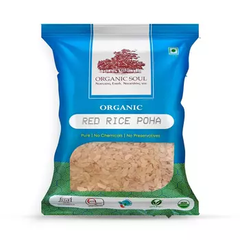 Хлопья из органического красного Риса (900 г), Organic Red Rice Poha, произв. Organic Soul